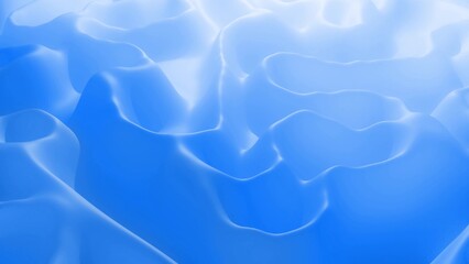 Stylish abstract background, surface of soft translucent material. Creative soft bright 3d bg with inner glow for festive events. Blue gradient. 3d render