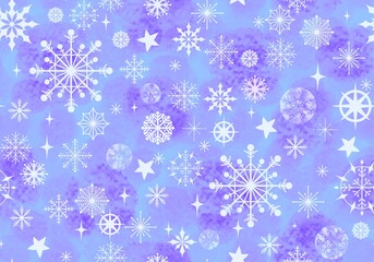 Winter abstract watercolor snowflakes seamless Christmas polka dots pattern for new year gift box and wrapping