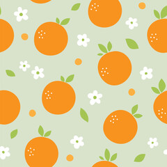 Seamless pattern with citrus orange fruits. Summer background. Vector illustration.