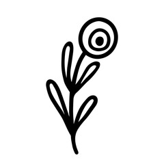 Hand drawn design of mystical leaf with eye in doodle style