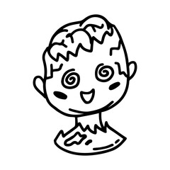 Hand drawn character design of zombie in doodle style