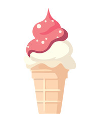 Sweet ice cream cone with strawberry flavor