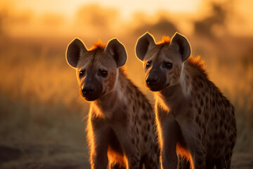 hyena in sunset