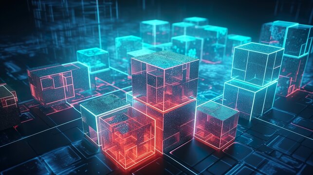 Blockchain Design Concept Technology of the future. Generative  AI