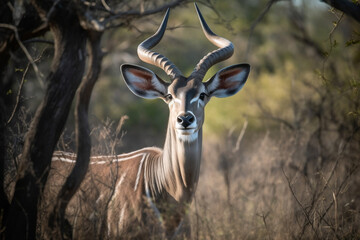 Fototapeta premium Greater Kudu in trees African safari