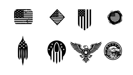 illustration american flag of a icon set