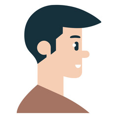 cheerful man smiling in profile view