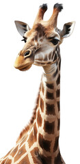 Naklejki  Close up portrait of a african giraffe isolated on a white background as transparent PNG, generative AI animal