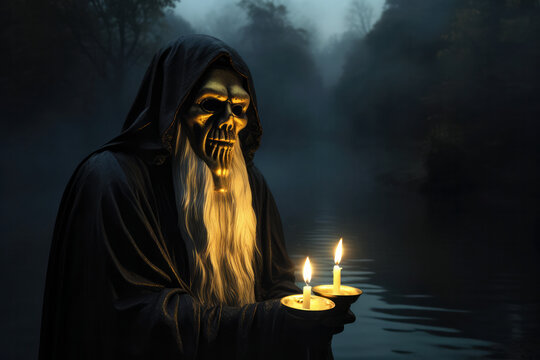 The ferryman of Hades called Charon or Kharon crossing the river of the underworld Styx (Generative AI)