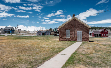 Obraz premium Exterior of the historic stone Park County Jail in Fairplay, Colorado, USA
