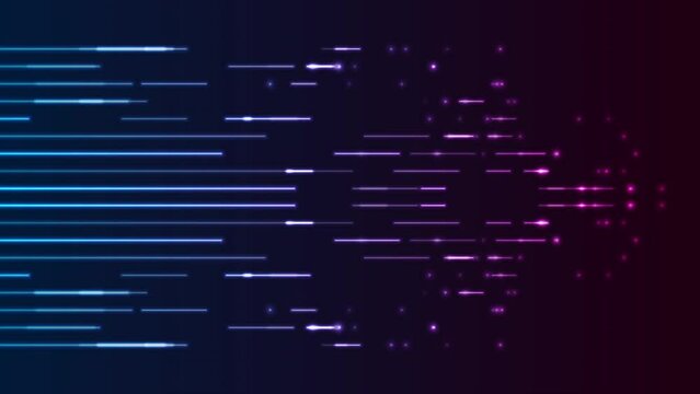 Blue purple neon laser lines and dots technology background. Seamless looping futuristic glowing motion design. Video animation Ultra HD 4K 3840x2160