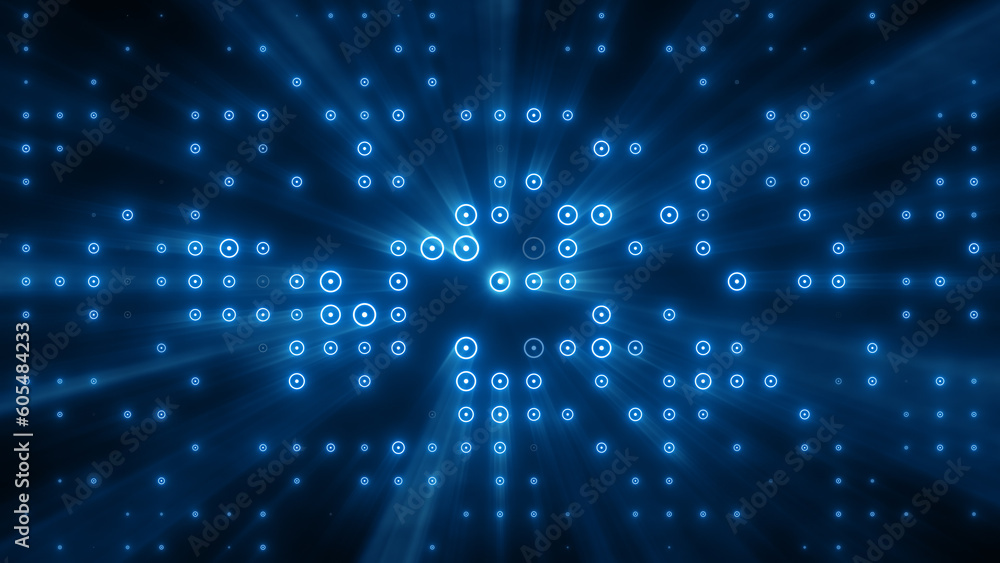 Wall mural flashing particles pattern with beams, rays.