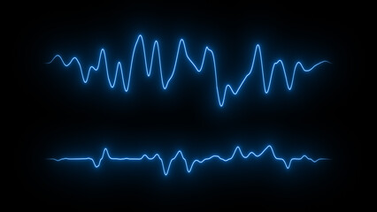 Sound wave line signal. Waveform audio spectrum. FUI, HUD element.