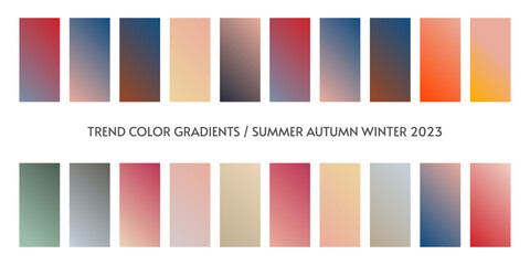 New fashion color and gradients trend 2023. Color palette forecast of the future color trend and gradients new color combinations Summer Autumn Winter 2023