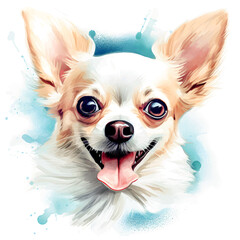 Cute Dog Illustration Portrait of Chihuahua Puppy. Cute dog isolated on white background.
