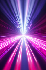 Abstract futuristic background high speed straight white pink lines and bokeh glowing neon moving. High speed futuristic travel concept. Fantastic wallpaper,  Ai Generative