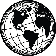 World Globe Logo Monochrome Design Style
