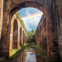Aqueduct with Rainbow, AI