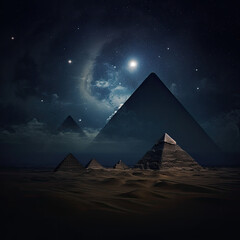 Fototapeta na wymiar Pyramids at night created with Generative AI