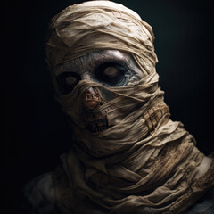 Fototapeta na wymiar Realistic 3D Mummy with Intricate Bandages and Textures Created with Generative AI