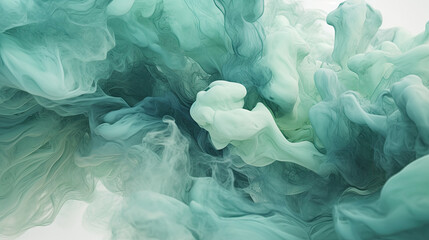 Tranquil Mint Water: Abstract Ink Texture Background Created with Generative AI
