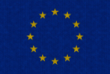Knitted European flag, 3d rendering, 3d illustration