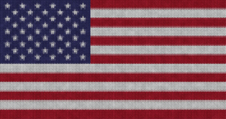 Knitted American flag, 3d rendering, 3d illustration