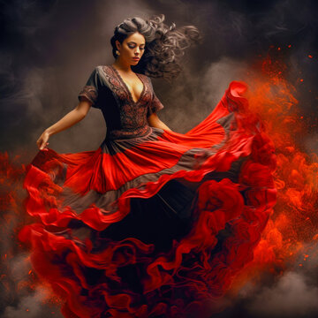 Spanish Woman Dancing Flamenco Background Cover Journal Digital Art 

