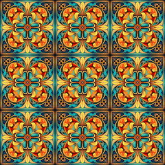 Seamless pattern with colorful abstract floral ornament. colorful illustration. Created with generative AI