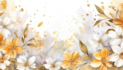 golden floral watercolor background. perfect for invitation design