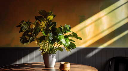 Plant on sunny table created with Generative AI Technology