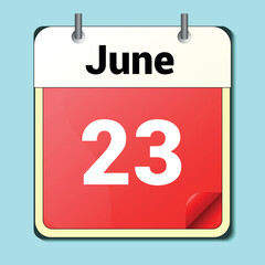 day on the calendar, vector image format, June 23