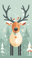 Enchanted Reindeer: Amidst Snowfall and Pines, vector ilustration created with Generative AI Technology