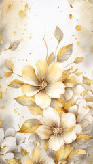 Naklejka na ściany i meble golden floral watercolor background. perfect for invitation design