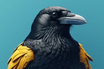 Anthropomorphic Black Crow dressed in human clothing. humanized animal concept. AI generated, human enhanced