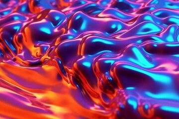 Fototapeta na wymiar Iridescent liquid metal surface with ripples background. Backdrop for design. AI generated, human enhanced