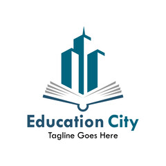 Education city design template illustration. There are book with building