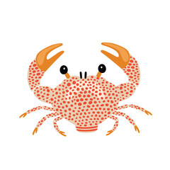 Cute cartoon sea spotted crab , flat style illustration.