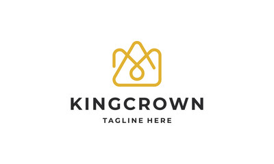 Crown logo. Abstract simple king crown line logo design vector