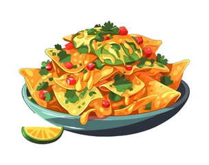 A gourmet nachos plate with fresh cilantro