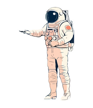 Futuristic astronaut standing with equipment