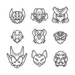 Mecha logo icon vector line art outline monoline illustration