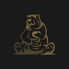 bear and honey sillhouette vintage logo