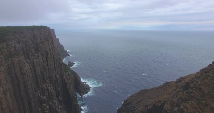 View from the top of the cliff, Tasman sea, ocean view. Cape Raoul., Australia. 