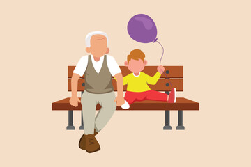Happy Grandparent with children and grandchildren. Grandparents day concept. Flat vector illustration isolated.