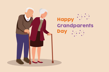 Happy Grandparent with children and grandchildren. Grandparents day concept. Flat vector illustration isolated.