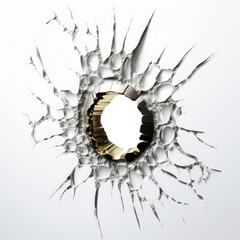 a bullet hole, hole in the wall