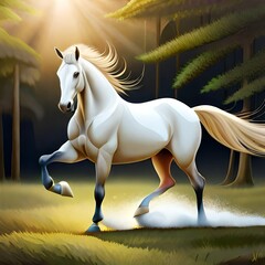 Obraz na płótnie Canvas beautiful white horse. Created using ai generative.