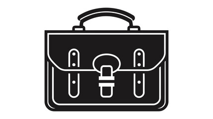 Briefcase black and white icon. Vector illustration on white background