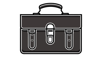 Briefcase black and white icon. Vector illustration on white background